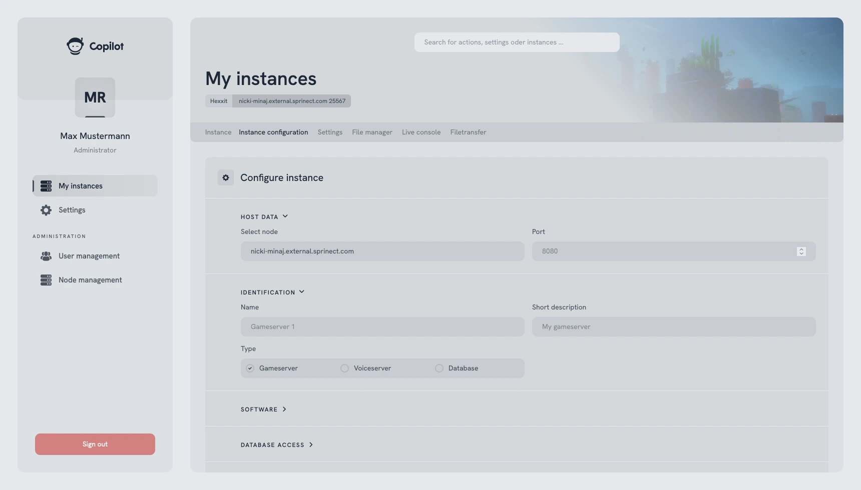 Instance Configuration Preview